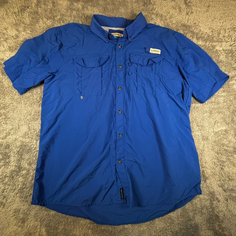Magellan Outdoors Fish Gear Laguna Madre Blue Fishing Shirt Mens XL Relaxed Fit